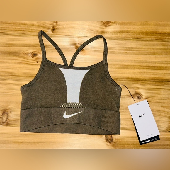 NEW Nike Girls Dri-FIT Indy Sports Bra Olive Size Medium Sweat Wicking Training - Picture 4 of 8